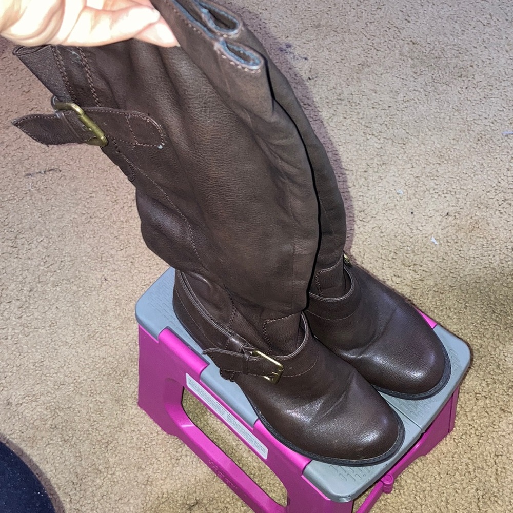 Brown slip on boots